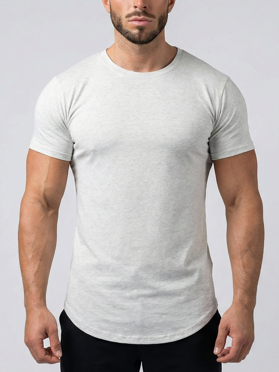 Kore Curved Hem Crew Neck Short Sleeve T-shirt-thumbmail-2