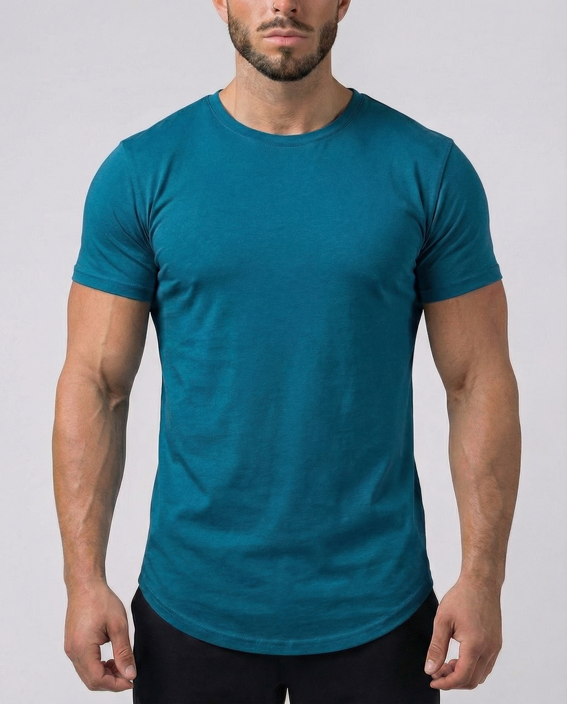 Kore Curved Hem Crew Neck Short Sleeve T-shirt-thumbmail-15