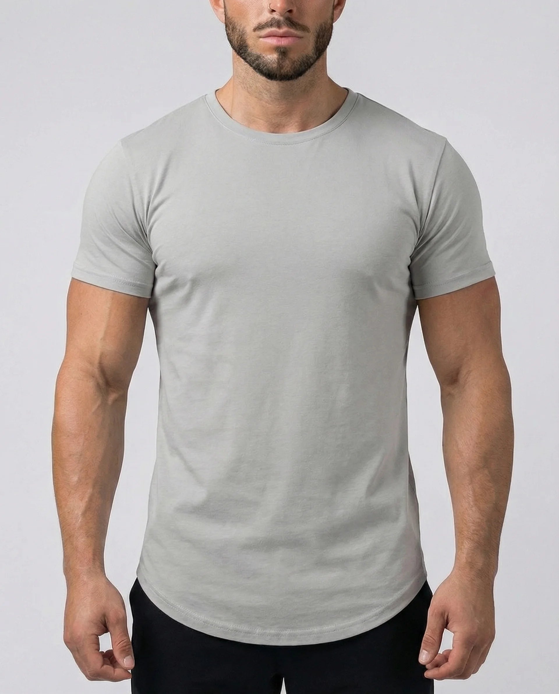Kore Curved Hem Crew Neck Short Sleeve T-shirt-thumbmail-6